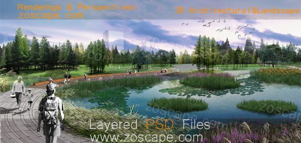 psd市政公园-水上乐园园林景观设计效果图