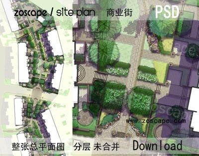 美国ATRE步行商业街景观规划设计总平面图-psd总平下载