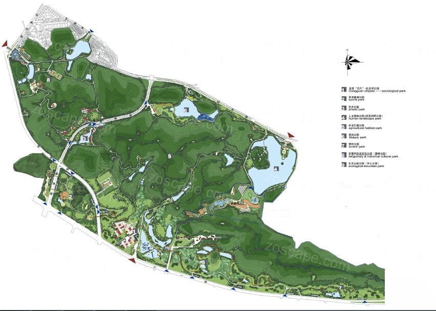 多元复合型城市生态公园景观规划平面图