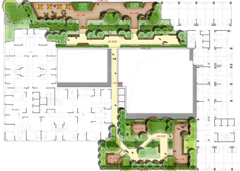 商业广场屋顶花园景观设计-购物CBD中心屋顶花园园林平面图