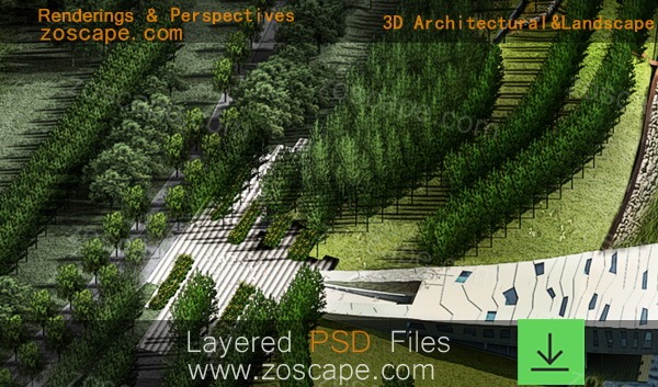 西部新城滨江带-滨水岸线景观空间格局设计鸟瞰图